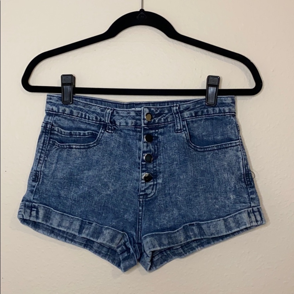 High Waisted Acid Wash Shorts